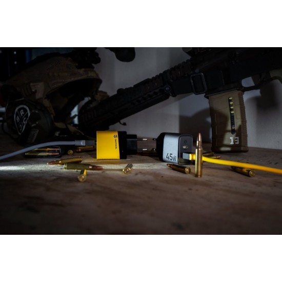 Încărcător Rețea Tactical Microgrid GaN 45W (USB-C + USB-A), Gri (Bakr, 57983117438) by www.silkase.ro