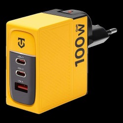 Încărcător Rețea Tactical Nett Warrior GaN 100W (2x USB-C + USB-A), Galben