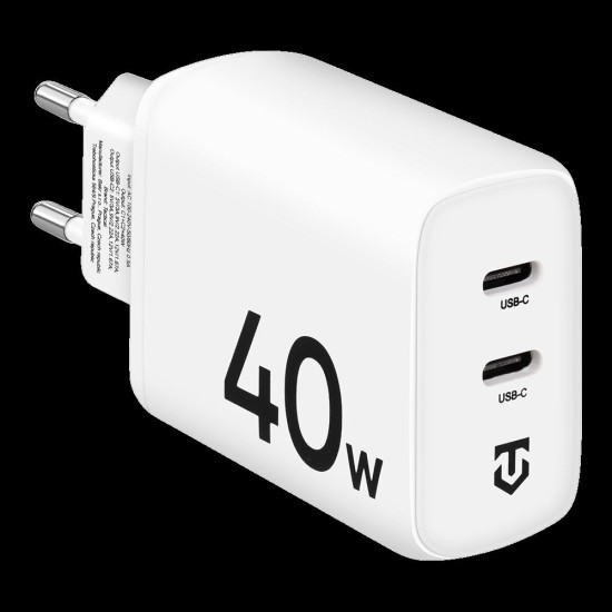Încărcător Rețea Tactical Base Plug Dual 40W (2x USB-C), Alb (Bakr, 57983118429) by www.silkase.ro