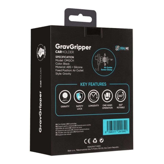 Suport Auto Gravitațional OBAL:ME GravGripper, Negru Suport Auto Gravitațional OBAL:ME GravGripper, Negru (Bakr, OMGCH) by www.silkase.ro