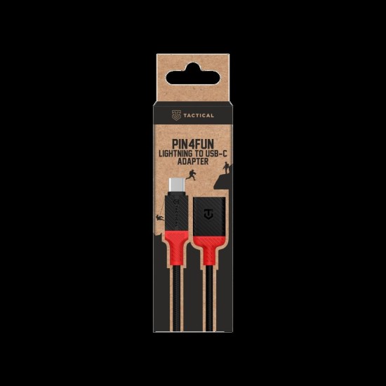 Adaptor Tactical Pin4Fun USB-C la Lightning, 0.1m, Negru/Roșu (Bakr, 57983121236) by www.silkase.ro