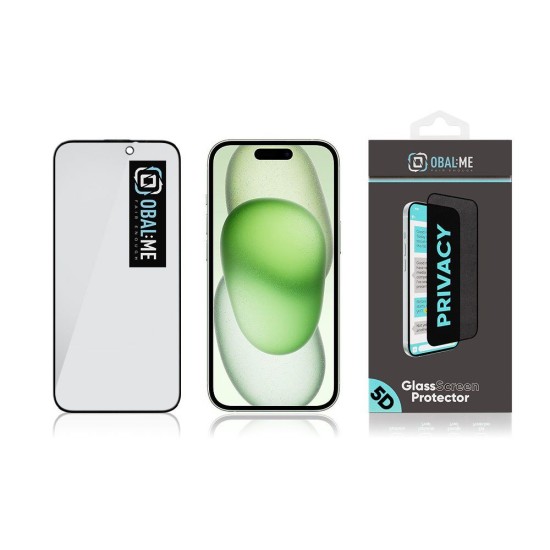 Folie de Protecție Privacy OBAL:ME 5D Glass pentru Apple iPhone 15/16, Black (Bakr, 57983121446) by www.silkase.ro