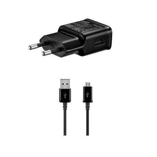 Încărcător Retea Samsung 15W EP-TA200EBE + Cablu microUSB ECB-DU4EBE Black (OOB Bulk) (Cabluri Telefon, 57983121591) by www.silkase.ro