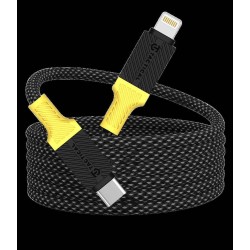 Cablu Magnetic Împletit Tactical MagRope USB-C la Lightning, 1m, Negru/Galben