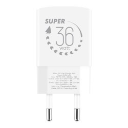 Încărcător Rețea OBAL:ME GaN 36W (USB-A + USB-C), Alb