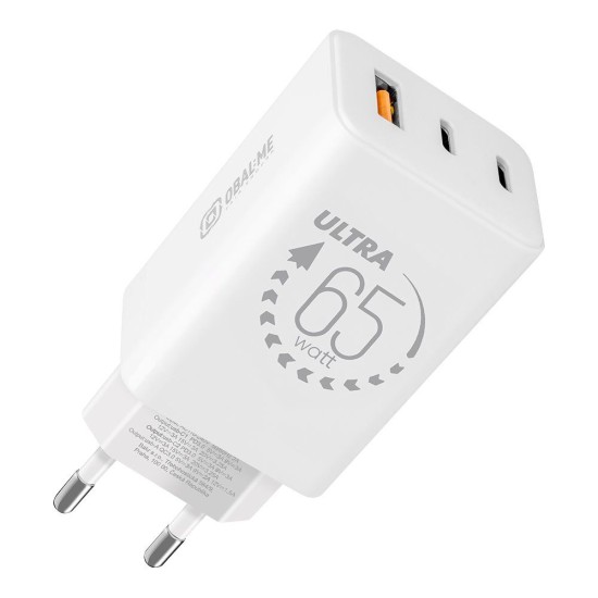 Încărcător Rețea OBAL:ME GaN 65W (USB-A + 2x USB-C), Alb Încărcător Rețea OBAL:ME GaN 65W (USB-A + 2x USB-C), Alb (Bakr, OM65W2CA) by www.silkase.ro