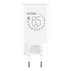 Încărcător Rețea OBAL:ME GaN 65W (USB-A + 2x USB-C), Alb