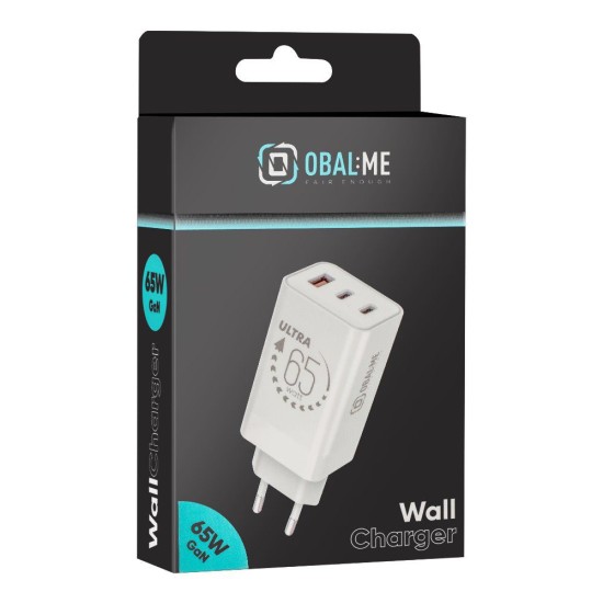 Încărcător Rețea OBAL:ME GaN 65W (USB-A + 2x USB-C), Alb Încărcător Rețea OBAL:ME GaN 65W (USB-A + 2x USB-C), Alb (Bakr, OM65W2CA) by www.silkase.ro