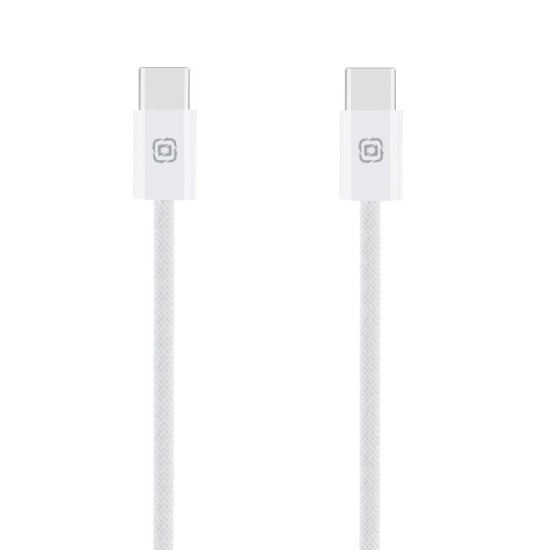 Cablu Împletit OBAL:ME Super Fast USB-C la USB-C, 60W, 1m, Alb (Bakr, CC60BWH) by www.silkase.ro
