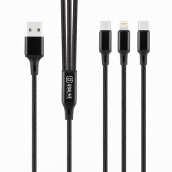 Cablu de Încărcare Rapidă OBAL:ME 3-în-1 AllConnect (USB-A/C, Lightning, Micro-USB), 1.2m, Negru