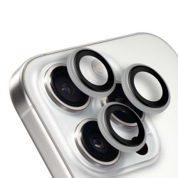 Protecție Cameră (Sticlă) OBAL:ME pentru Apple iPhone 15 Pro / 15 Pro Max, Alb Titaniu