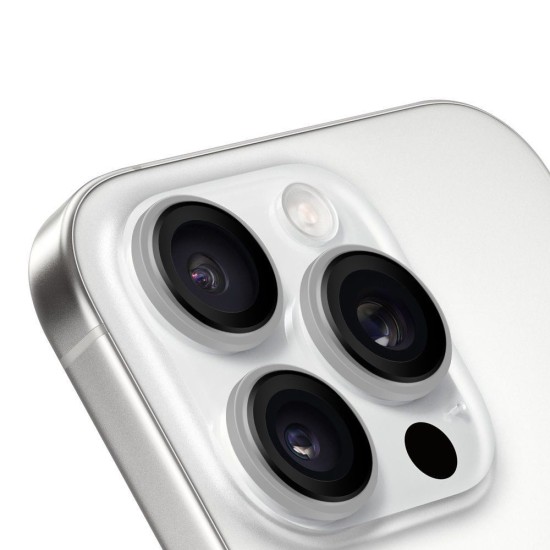 Protecție Cameră (Sticlă) OBAL:ME pentru Apple iPhone 15 Pro / 15 Pro Max, Alb Titaniu (Bakr, 57983125790) by www.silkase.ro
