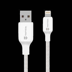 Cablu Împletit Tactical Stitch Thread USB-A la Lightning, 0.3m, Alb