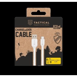 Cablu Împletit Tactical Stitch Thread USB-A la USB-C, 0.3m, Alb