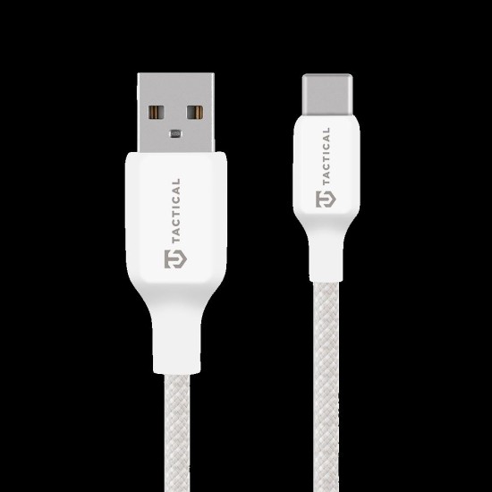 Cablu Împletit Tactical Stitch Thread USB-A la USB-C, 1m, Alb (Bakr, 57983126581) by www.silkase.ro