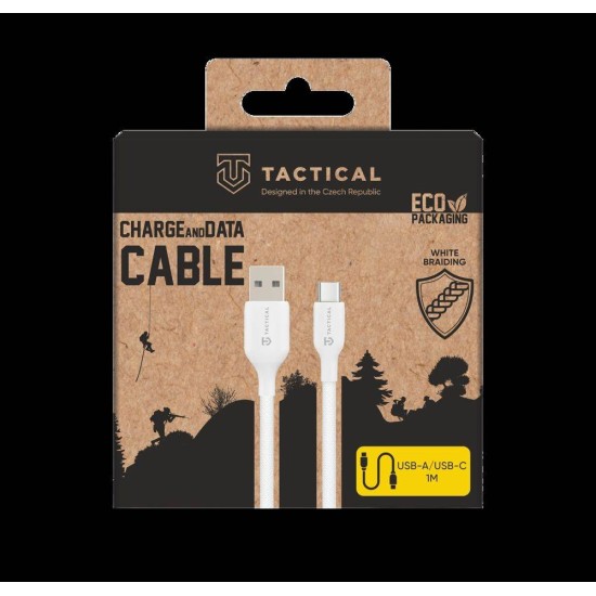 Cablu Împletit Tactical Stitch Thread USB-A la USB-C, 1m, Alb (Bakr, 57983126581) by www.silkase.ro