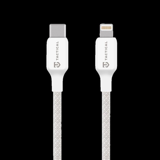 Cablu Împletit Tactical Stitch Thread USB-C la Lightning, 0.3m, Alb (Bakr, 57983126585) by www.silkase.ro