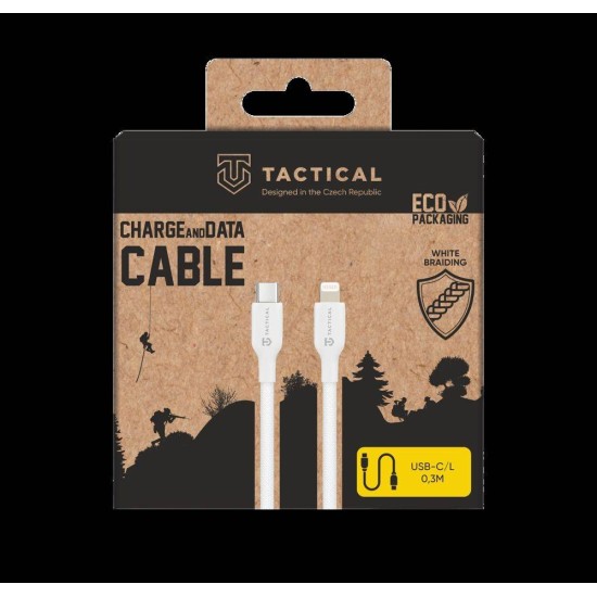 Cablu Împletit Tactical Stitch Thread USB-C la Lightning, 0.3m, Alb (Bakr, 57983126585) by www.silkase.ro