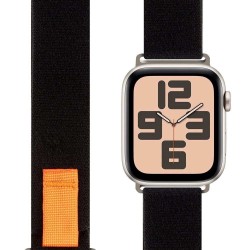 Curea Textilă OBAL:ME pentru Apple Watch 42-49mm, M/L, Negru/Portocaliu