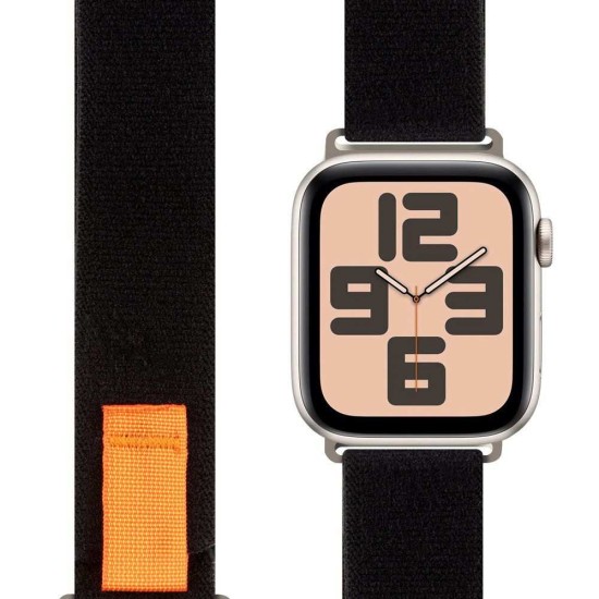 Curea Textilă OBAL:ME pentru Apple Watch 42-49mm, M/L, Negru/Portocaliu (Bakr, 57983126806) by www.silkase.ro
