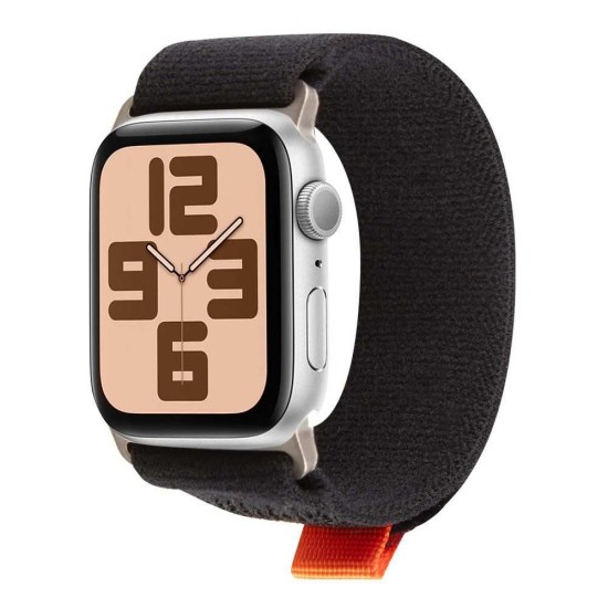 Curea Textilă OBAL:ME pentru Apple Watch 42-49mm, M/L, Negru/Portocaliu (Bakr, 57983126806) by www.silkase.ro