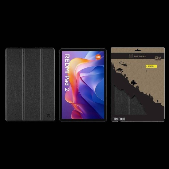 Husa Tactical Book Tri Fold pentru Xiaomi Redmi Pad 2 (11"), Neagra (Bakr, 57983127012) by www.silkase.ro