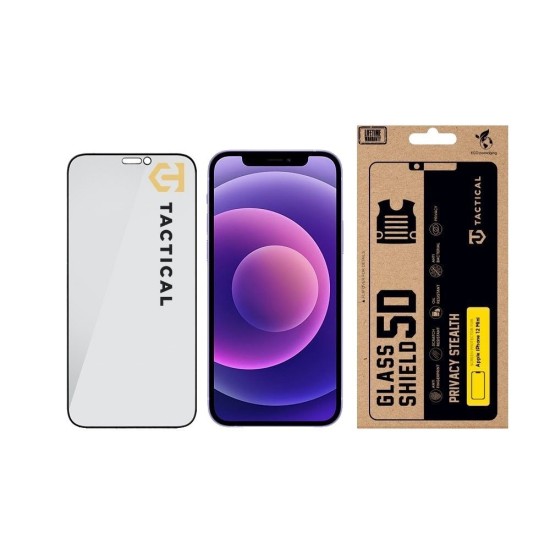 Folie de Sticlă Privacy 5D Tactical Glass Shield Stealth pentru Apple iPhone 12 Mini, Neagră (Bakr, 57983127184) by www.silkase.ro