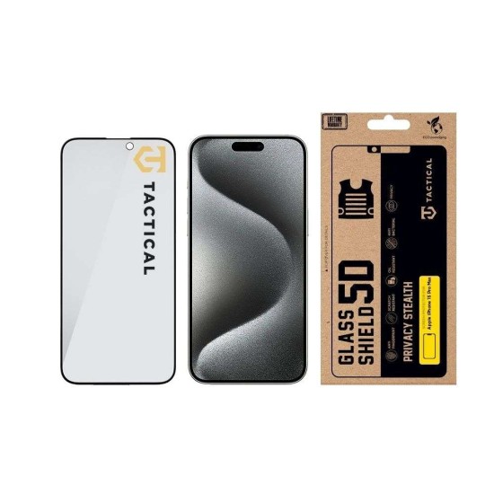 Folie de Sticlă Privacy 5D Tactical Glass Shield Stealth pentru Apple iPhone 15 Pro Max, Neagră (Bakr, 57983127194) by www.silkase.ro
