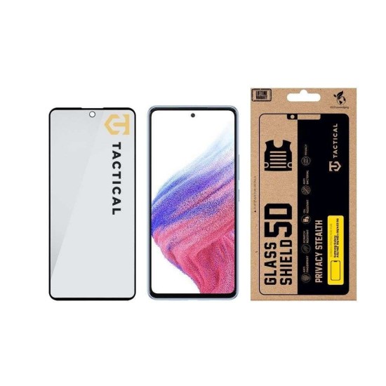 Folie de Sticlă Privacy 5D Tactical Glass Shield Stealth pentru Samsung Galaxy A52 / A52s / A53 5G, Neagră (Bakr, 57983127203) by www.silkase.ro