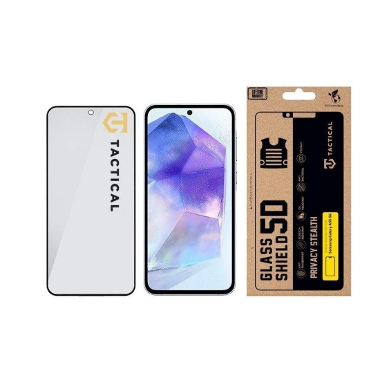 Folie de Sticlă Privacy 5D Tactical Glass Shield Stealth pentru Samsung Galaxy A55 5G, Neagră (Bakr, 57983127204) by www.silkase.ro