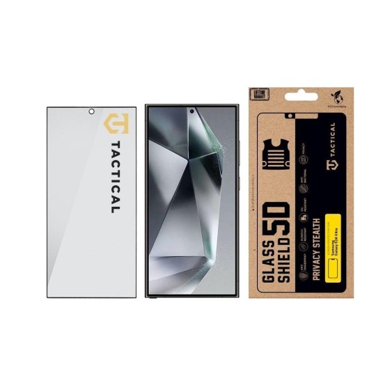 Folie de Sticlă Privacy 5D Tactical Glass Shield Stealth pentru Samsung Galaxy S24 Ultra, Neagră (Bakr, 57983127208) by www.silkase.ro