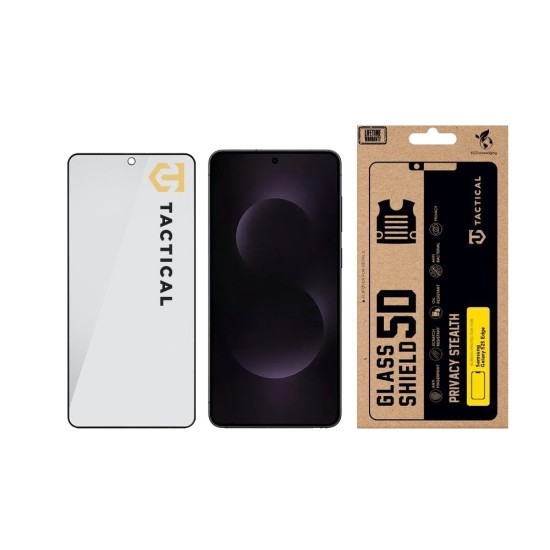 Folie de Sticlă Privacy 5D Tactical Glass Shield Stealth pentru Samsung Galaxy S25 Edge, Neagră (Bakr, 57983127210) by www.silkase.ro