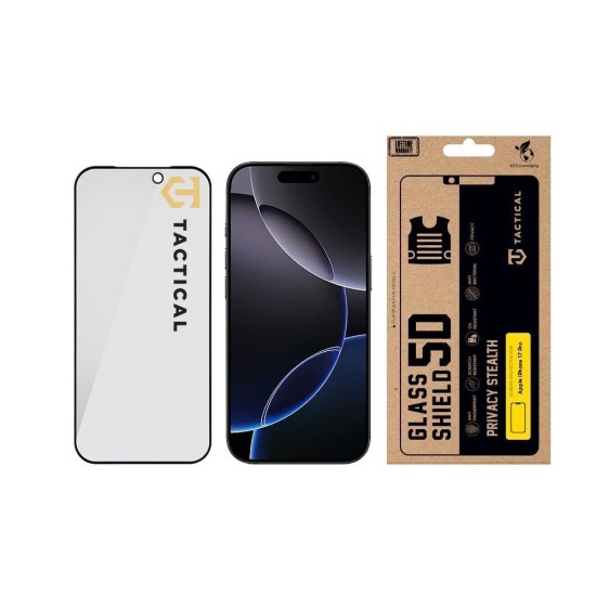 Folie de Sticlă Privacy 5D Tactical Glass Shield Stealth pentru Apple iPhone 17 Pro, Neagră (Bakr, 57983128075) by www.silkase.ro