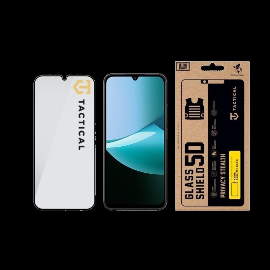 Folie de Sticlă Privacy 5D Tactical Glass Shield Stealth pentru Xiaomi Redmi 15C 4G/5G, Neagră (Bakr, 57983128284) by www.silkase.ro