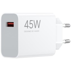 Pachet Încărcător Rețea Xiaomi (MDY-17-EF) USB-A 45W + Cablu USB-C 6A, Alb (Bulk)