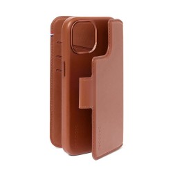 Husa de protectie din piele cu portofel detasabil Decoded compatibila MagSafe pentru iPhone 15 Plus, Tan
