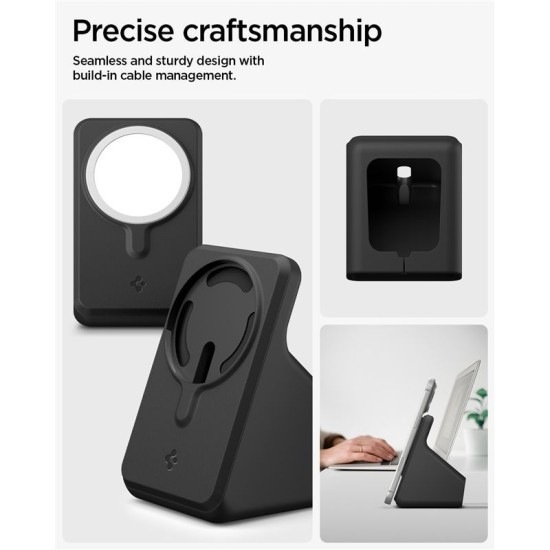 Suport Spigen MagSafe Charger Stand S, Premium Design, Negru Suport Spigen MagSafe Charger Stand S, Premium Design, Negru (Baterii Externe (Powerbanks), AMP09170) by www.silkase.ro