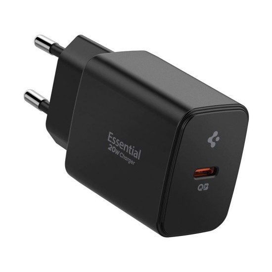 Incarcator retea Spigen Essential EE201EU, USB-C, 20W, Negru (Spigen, Incarcatoare) by www.silkase.ro Incarcator retea Spigen Essential EE201EU, USB-C, 20W, Negru (Incarcatoare, ACH09217) by www.silkase.ro