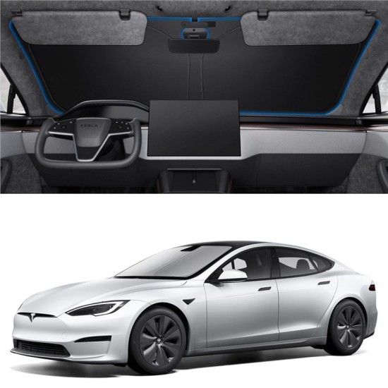 Parasolar parbriz Spigen pentru Tesla Model S, negru (Accesorii auto, ACP09305) by www.silkase.ro