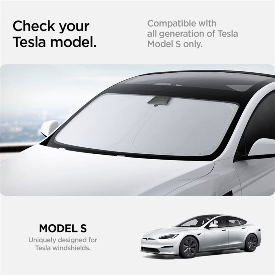 Parasolar parbriz Spigen pentru Tesla Model S, negru (Accesorii auto, ACP09305) by www.silkase.ro