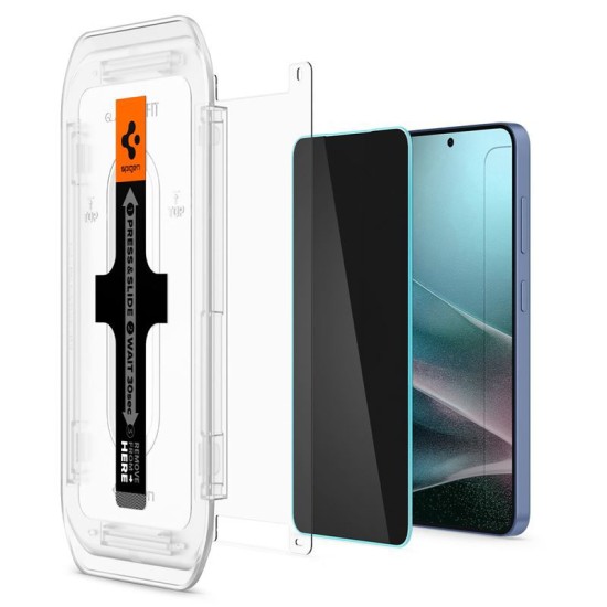 Set 2 folii sticla cu sistem de montare Case friendly Spigen GLAStR EZ FIT HD compatibil cu Samsung Galaxy S24 Plus / S25 Plus Privacy (Ingredi, AGL09307) by www.silkase.ro