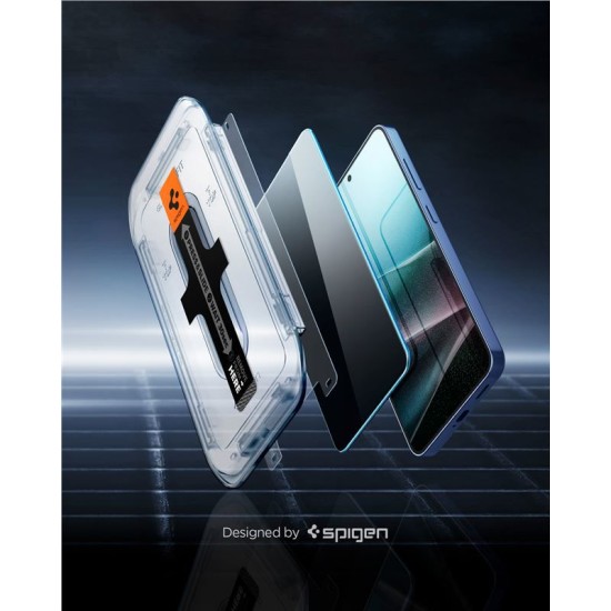Set 2 folii sticla cu sistem de montare Case friendly Spigen GLAStR EZ FIT HD compatibil cu Samsung Galaxy S24 / S25 Privacy (Ingredi, AGL09308) by www.silkase.ro