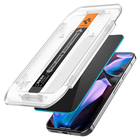 Set 2 folii sticla cu sistem de montare Case friendly Spigen GLAStR EZ FIT compatibil cu Google Pixel 10 / 10 Pro / 9 / 9 Pro Privacy (Spigen, Pixel 10 Pro) by www.silkase.ro Set 2 folii sticla cu sistem de montare Case friendly Spigen GLAStR EZ FIT compatibil cu Google Pixel 10 / 10 Pro / 9 / 9 Pro Privacy (Pixel 10 Pro, AGL09312) by www.silkase.ro