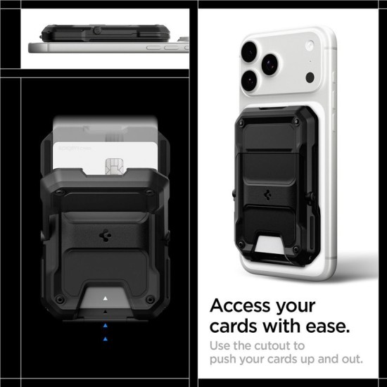Husa Spigen Tough Armor Pro Wallet MagSafe, Portofel 5 Carduri, Black Husa Spigen Tough Armor Pro Wallet MagSafe, Portofel 5 Carduri, Black (iPhone 17e, AFA09327) by www.silkase.ro
