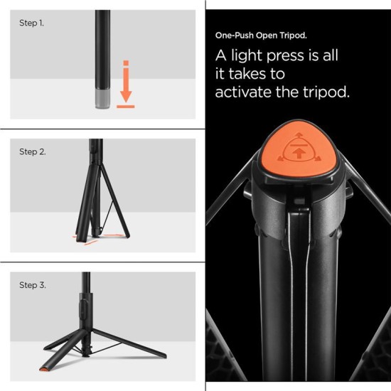 Trepied si selfie stick Spigen cu deschidere automata, compatibil MagSafe, negru (Diverse accesorii, AMP09336) by www.silkase.ro