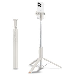 Trepied si selfie stick Spigen cu deschidere automata, compatibil MagSafe, bej