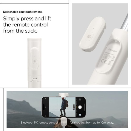 Trepied si selfie stick Spigen cu deschidere automata, compatibil MagSafe, bej (Diverse accesorii, AMP09337) by www.silkase.ro