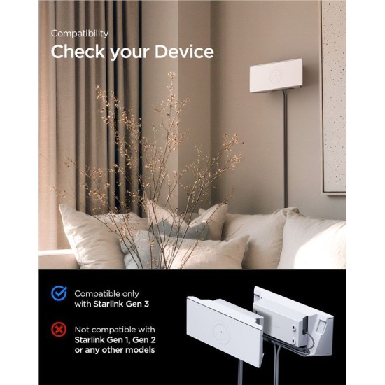 Suport de Perete Spigen STL310 pentru Starlink (Gen 3), Alb (Ingredi, AMP09408) by www.silkase.ro