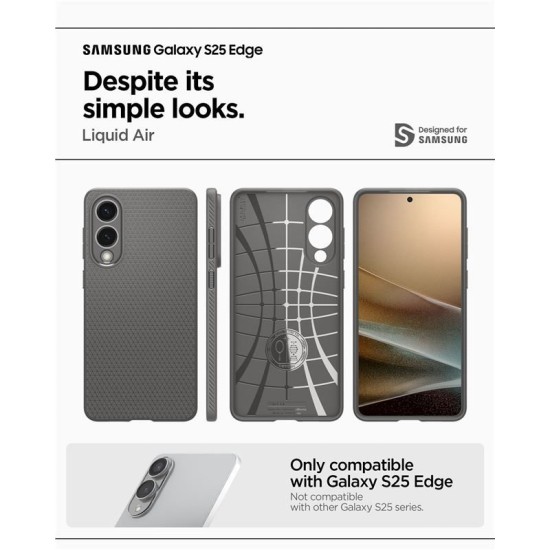 Husa Spigen Liquid Air pentru Samsung Galaxy S25 Edge, gri marble (S25 Edge, ACS09421) by www.silkase.ro