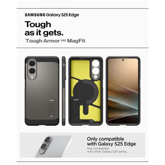 Husa Spigen Tough Armor MagSafe pentru Samsung Galaxy S25 Edge, gunmetal (Spigen, S25 Edge) by www.silkase.ro Husa Spigen Tough Armor MagSafe pentru Samsung Galaxy S25 Edge, gunmetal (S25 Edge, ACS09423) by www.silkase.ro